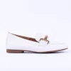 Women Gabor Jangle Slip On Buckle Loafer - White Gold Leather