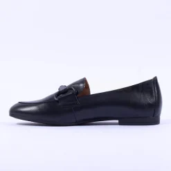 Women Gabor Jangle Slip On Buckle Loafer - Black Leather