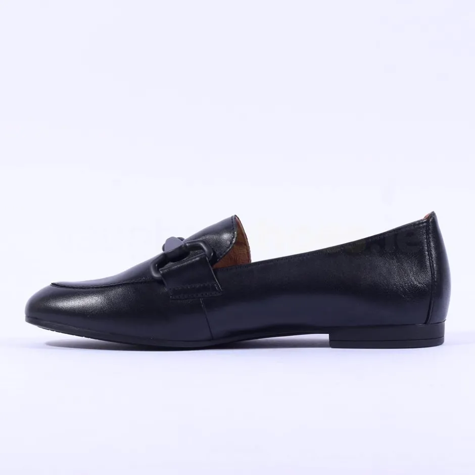 Women Gabor Jangle Slip On Buckle Loafer - Black Leather