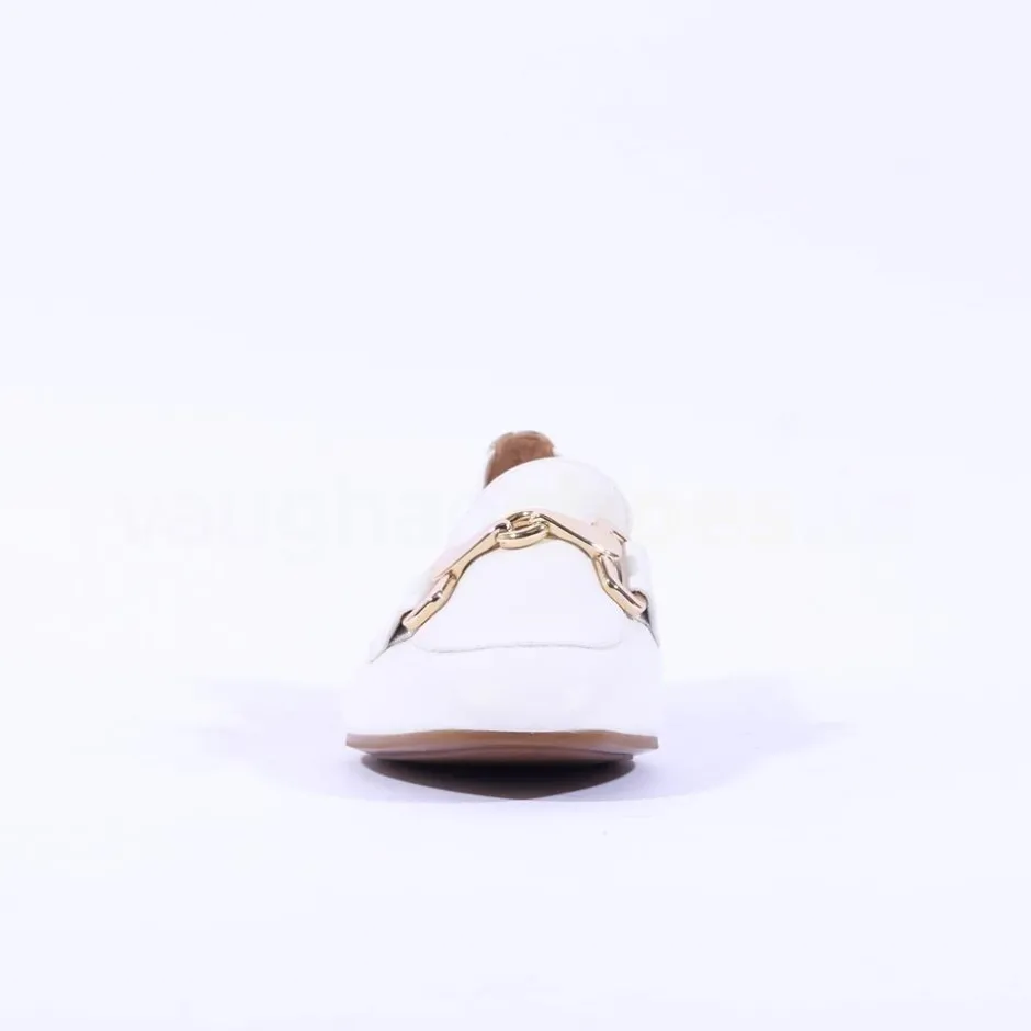 Women Gabor Jangle Slip On Buckle Loafer - White Gold Leather