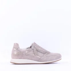 Women Gabor Janis Side Zip Slip On Trainer - Beige Metallic