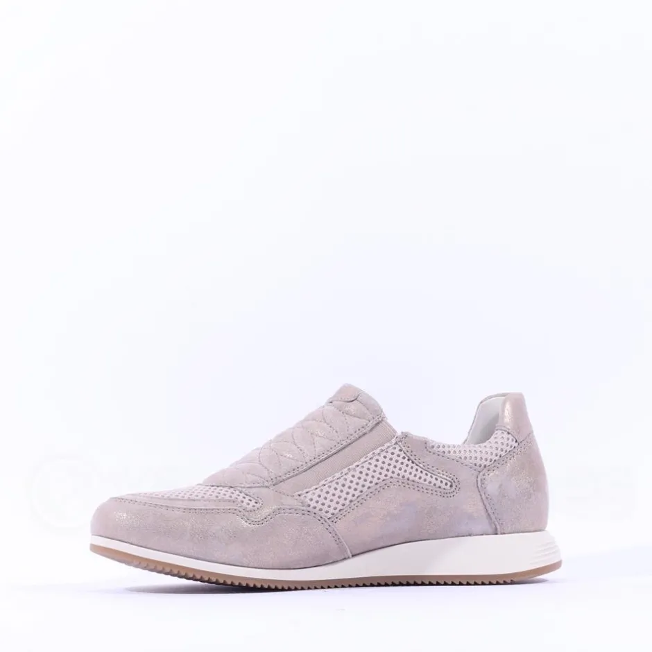 Women Gabor Janis Side Zip Slip On Trainer - Beige Metallic
