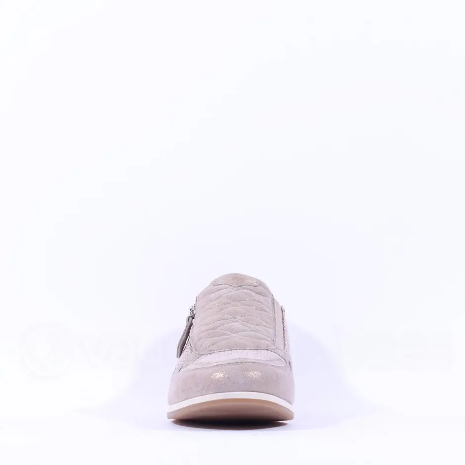 Women Gabor Janis Side Zip Slip On Trainer - Beige Metallic