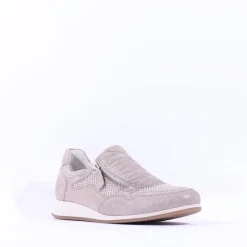 Women Gabor Janis Side Zip Slip On Trainer - Beige Metallic