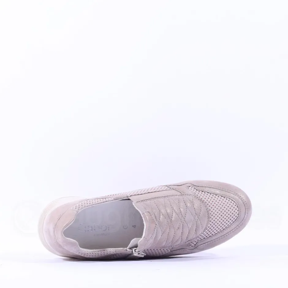 Women Gabor Janis Side Zip Slip On Trainer - Beige Metallic