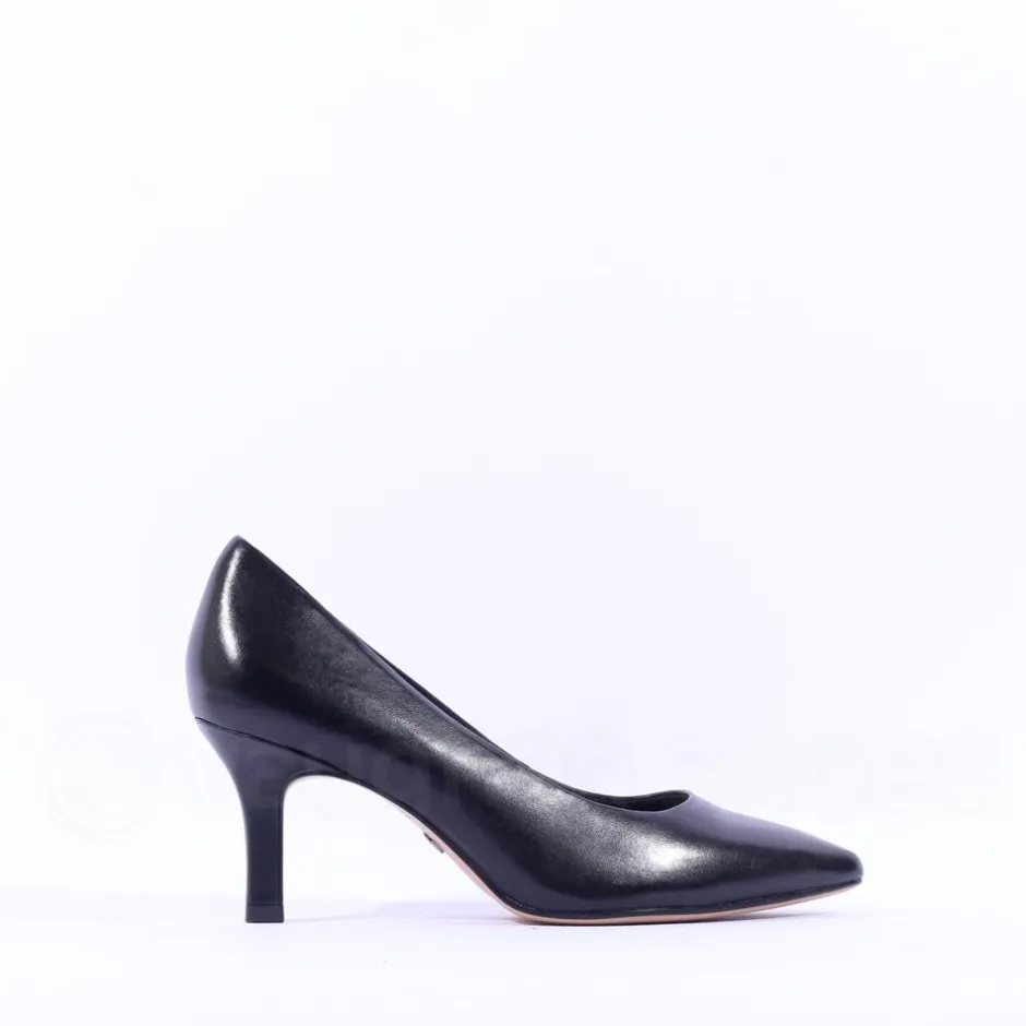 Women Tamaris Joane Classic Pointed Mid Heel - Black Leather