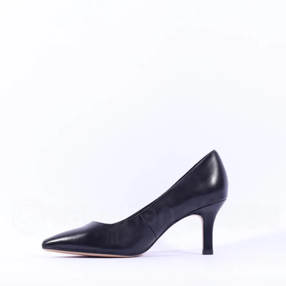 Women Tamaris Joane Classic Pointed Mid Heel - Black Leather