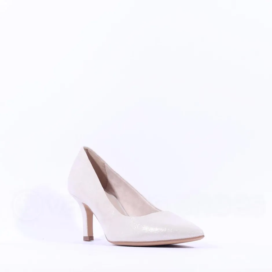 Women Tamaris Joane Classic Pointed Mid Heel - Silver