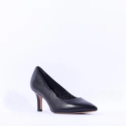 Women Tamaris Joane Classic Pointed Mid Heel - Black Leather