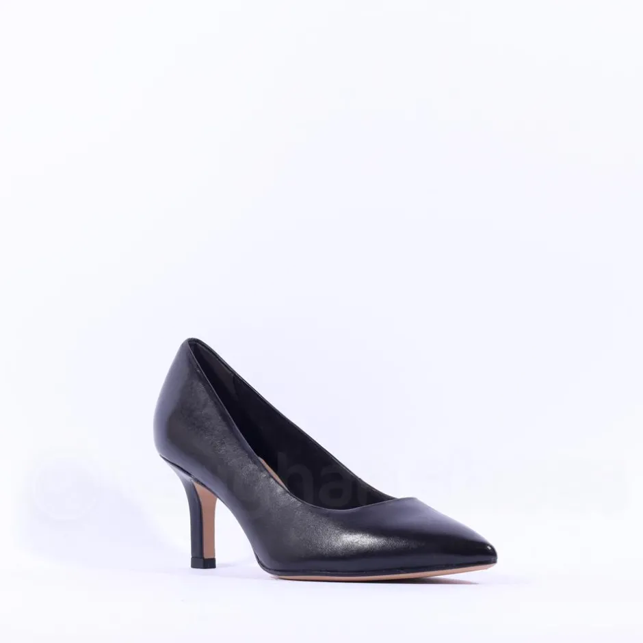 Women Tamaris Joane Classic Pointed Mid Heel - Black Leather