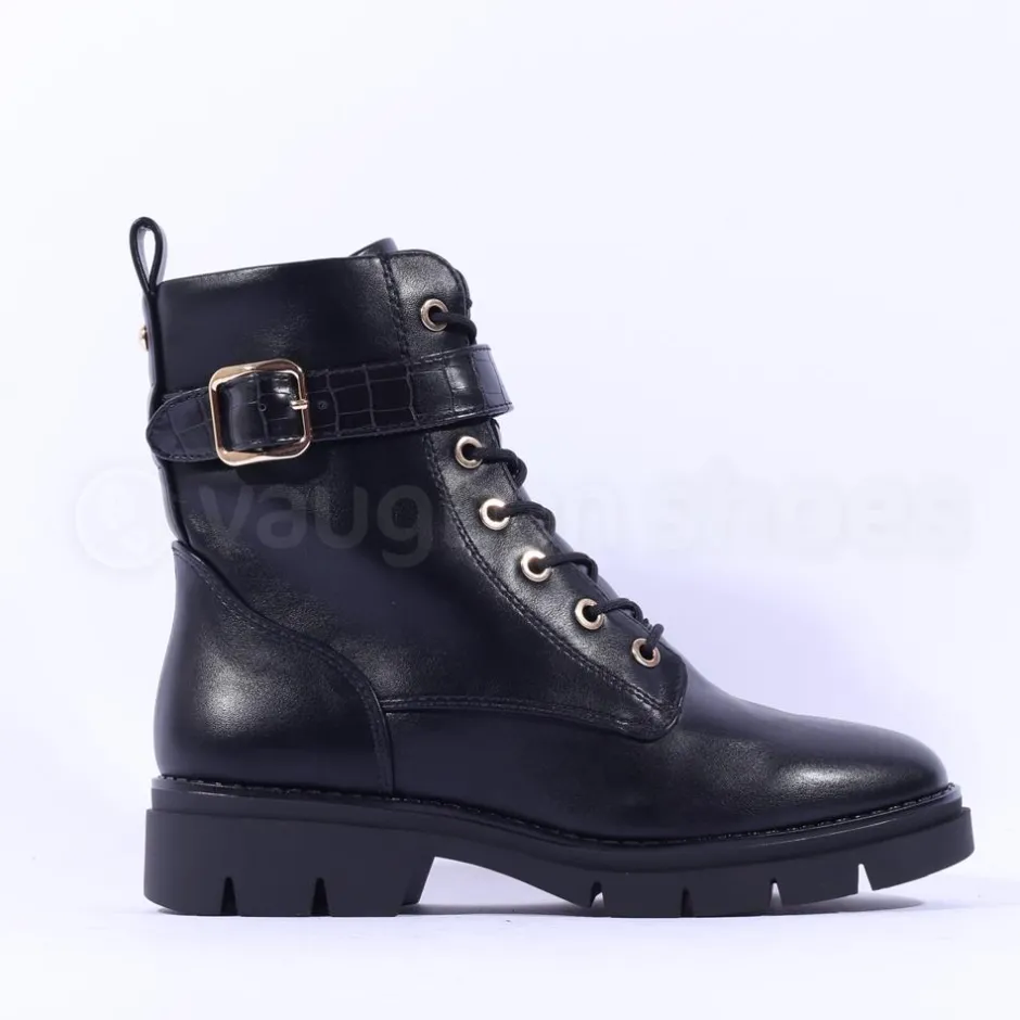 Women Tamaris Jutta Laced Strap Ankle Boot - Black Gold