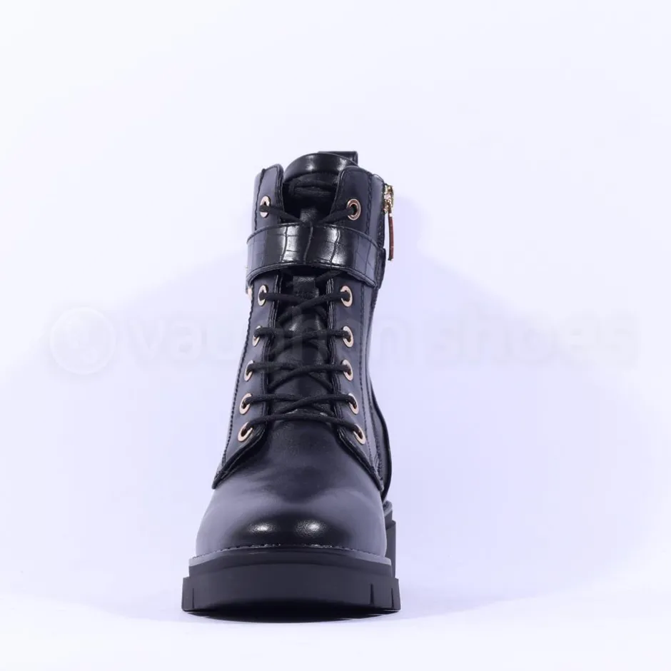 Women Tamaris Jutta Laced Strap Ankle Boot - Black Gold