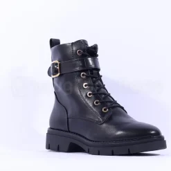 Women Tamaris Jutta Laced Strap Ankle Boot - Black Gold