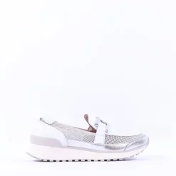 Women Caprice Kaia Slip On Mesh Link - White Silver