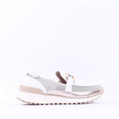 Women Caprice Kaia Slip On Mesh Link - White Gold