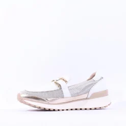Women Caprice Kaia Slip On Mesh Link - White Gold