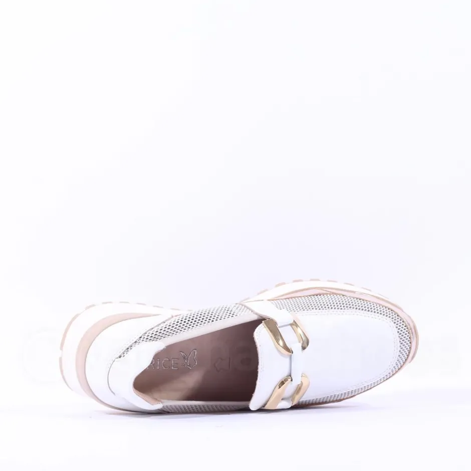 Women Caprice Kaia Slip On Mesh Link - White Gold