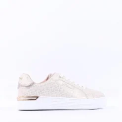 Women S.Oliver Kaito Print Lace Trainer - Champagne