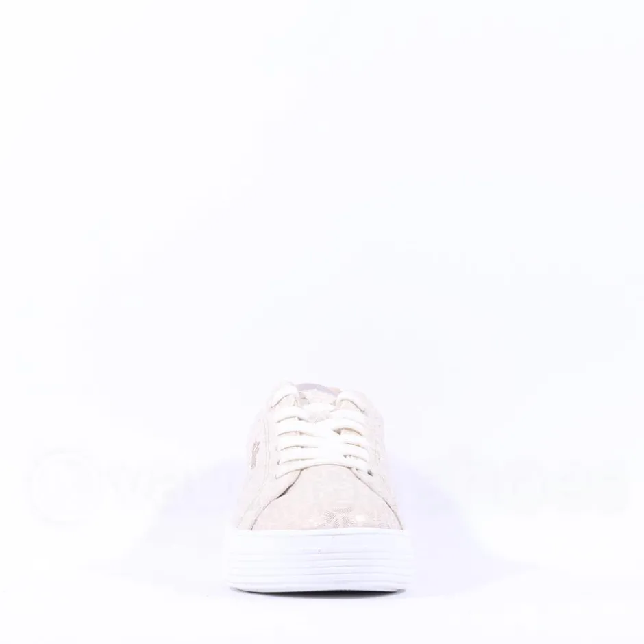 Women S.Oliver Kaito Print Lace Trainer - Champagne