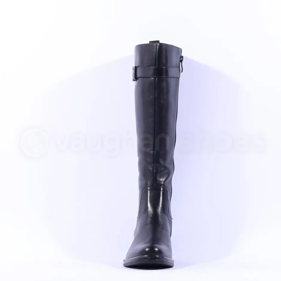Women Caprice Kania Buckle Long Boot - Black Leather