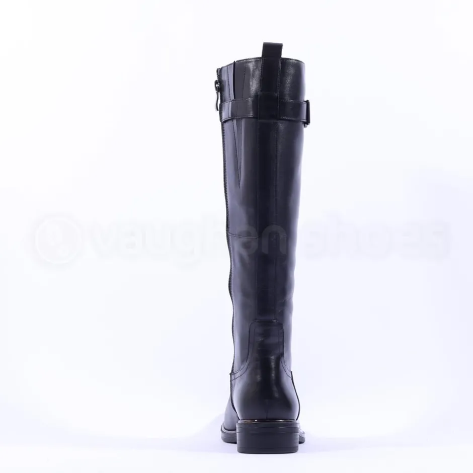 Women Caprice Kania Buckle Long Boot - Black Leather