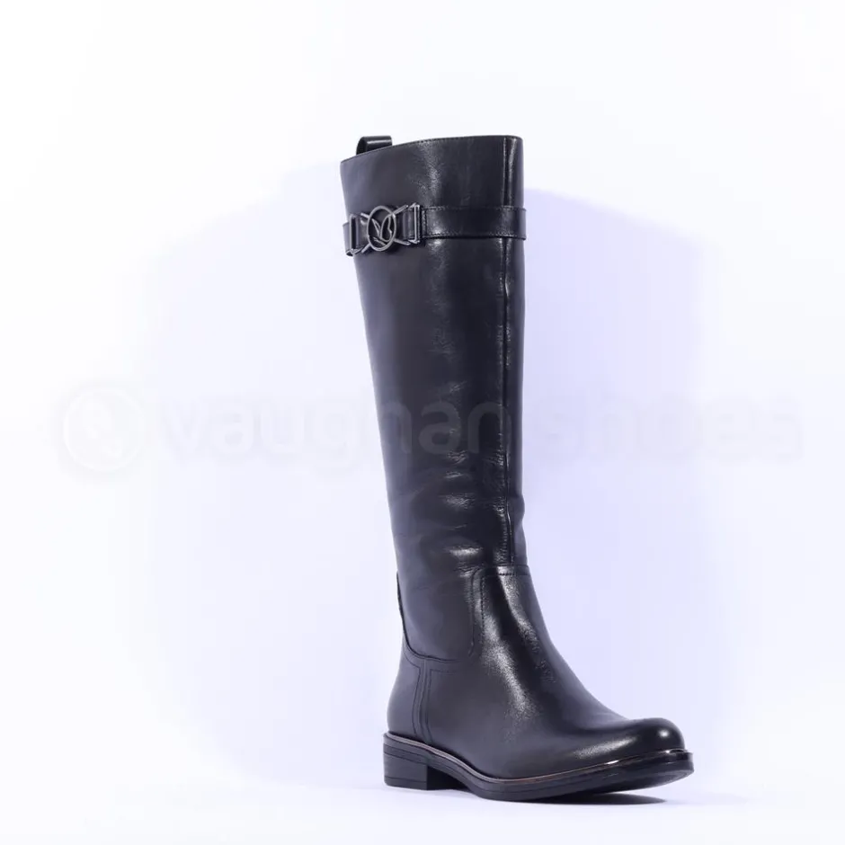 Women Caprice Kania Buckle Long Boot - Black Leather