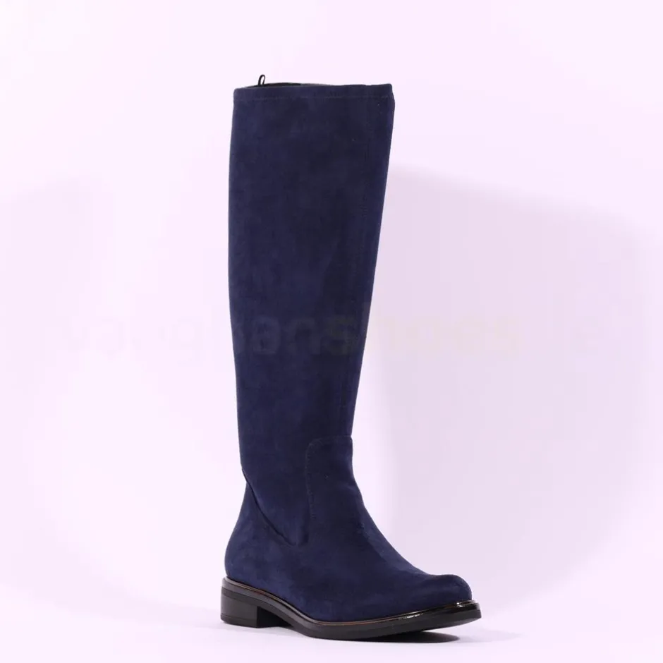 Women Caprice Kania Pull On Stretch Long Boot - Navy Stretch