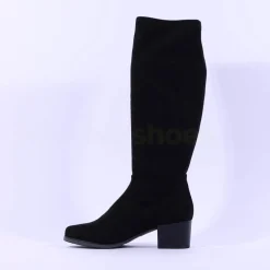 Women Caprice Kania Pullon Blockheel Long Boot - Black Stretch