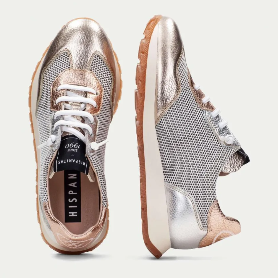 Women Hispanitas Kansas Laced Mesh Trainer - Metallic Combi