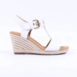 Women Gabor Karen Espadrille Wedge Sandal - White Leather