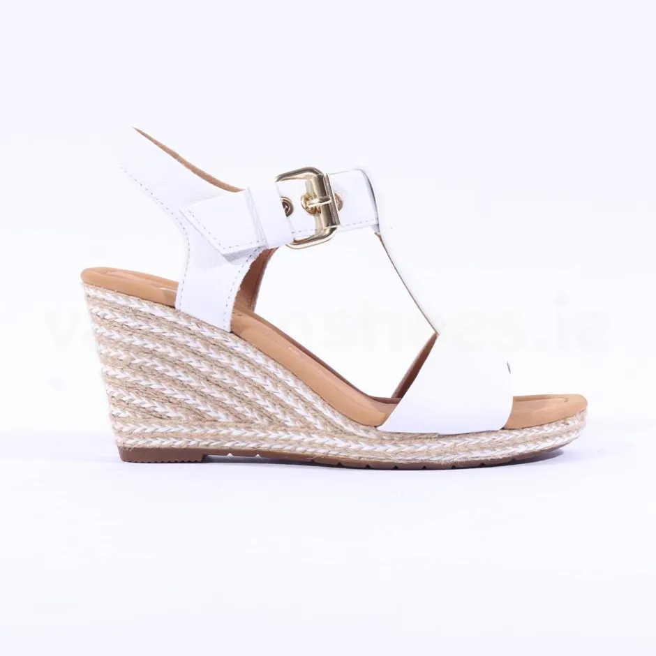 Women Gabor Karen Espadrille Wedge Sandal - White Leather