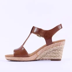Women Gabor Karen Espadrille Wedge Sandal - Tan Leather