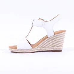 Women Gabor Karen Espadrille Wedge Sandal - White Leather