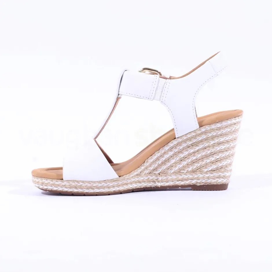 Women Gabor Karen Espadrille Wedge Sandal - White Leather