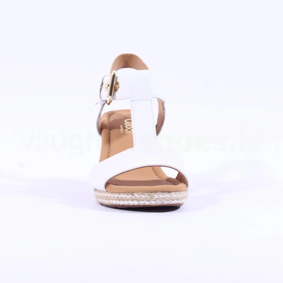 Women Gabor Karen Espadrille Wedge Sandal - White Leather