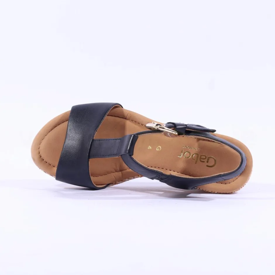 Women Gabor Karen Espadrille Wedge Sandal - Black Leather