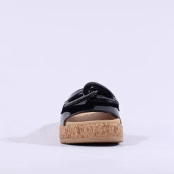 Women Gabor Kay Cork Sole Link Mule - Black Patent