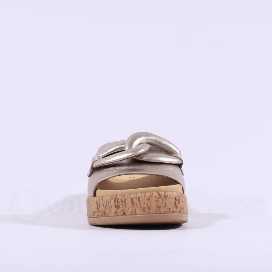 Women Gabor Kay Cork Sole Link Mule - Gold Leather
