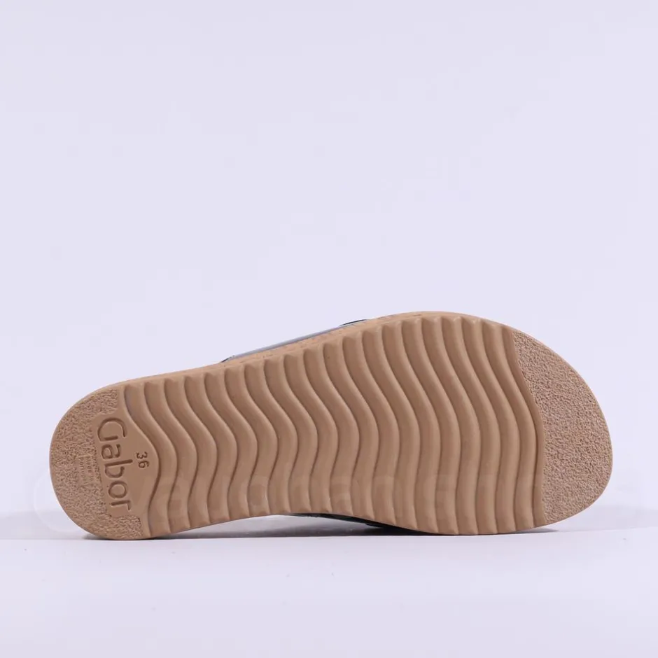 Women Gabor Kay Cork Sole Link Mule - Black Patent