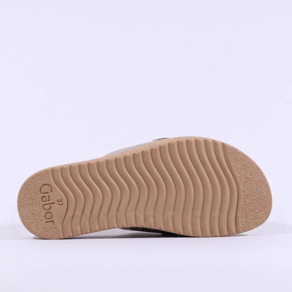 Women Gabor Kay Cork Sole Link Mule - Gold Leather