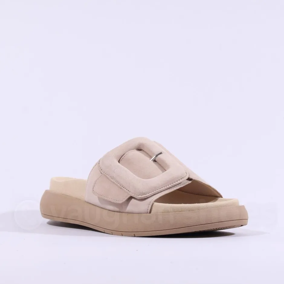 Women Gabor Kay Large Buckle Mule - Beige Suede