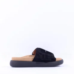 Women Gabor Kay Large Buckle Mule - Black Suede