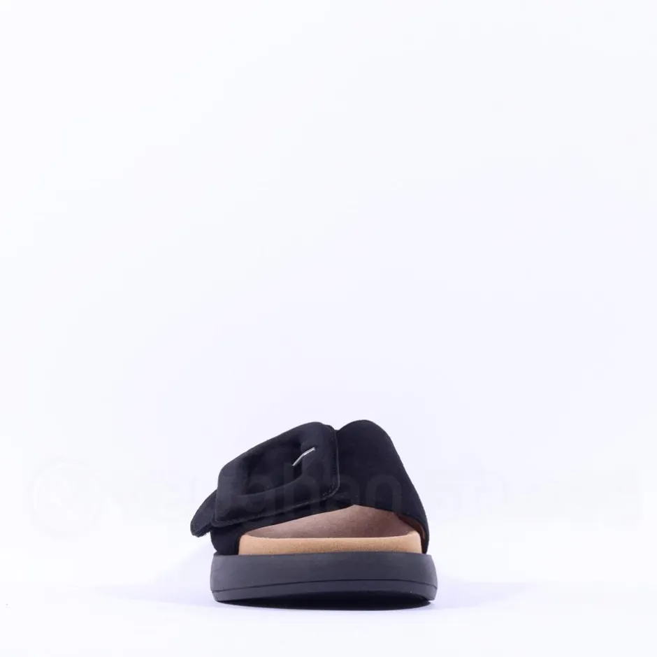 Women Gabor Kay Large Buckle Mule - Black Suede