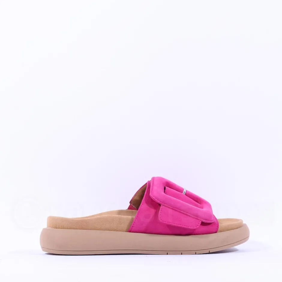 Women Gabor Kay Large Buckle Mule - Pink Suede