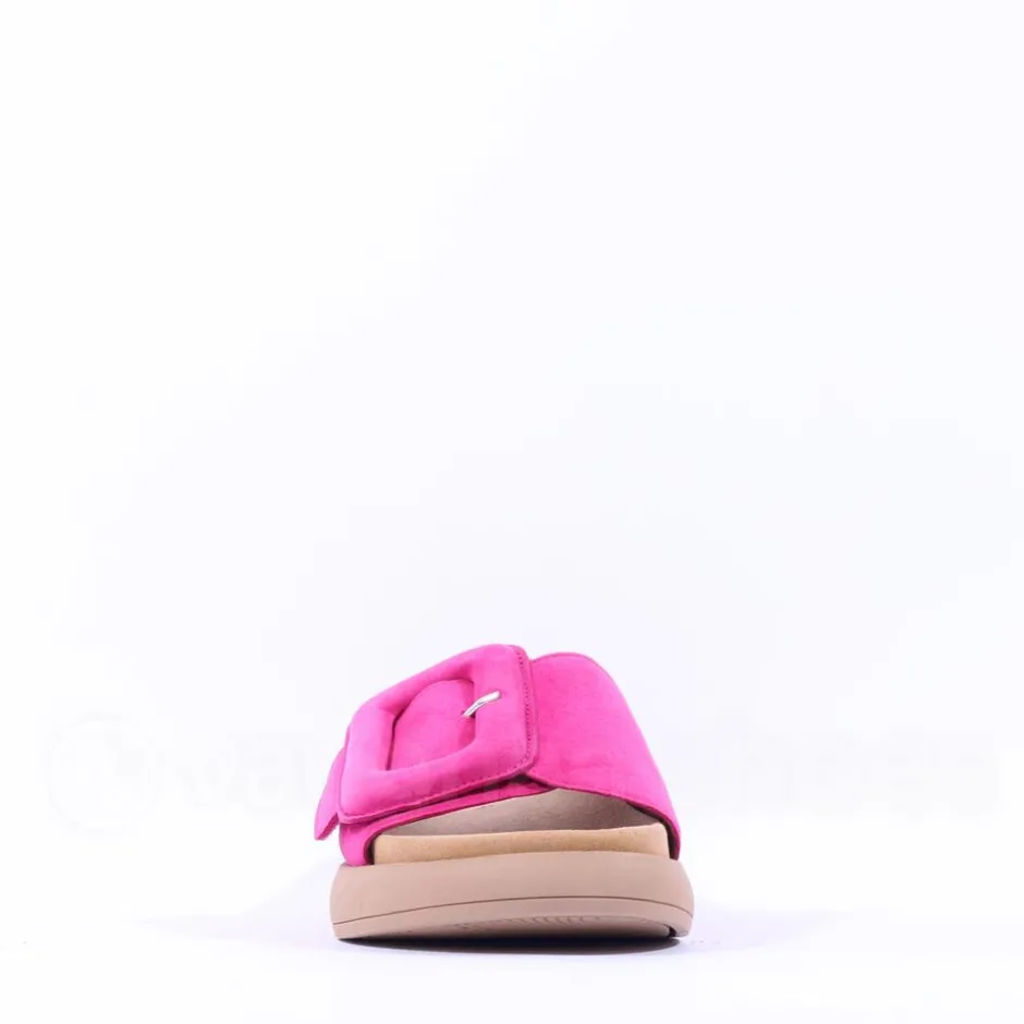 Women Gabor Kay Large Buckle Mule - Pink Suede
