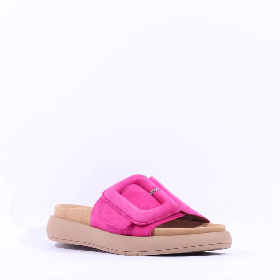 Women Gabor Kay Large Buckle Mule - Pink Suede