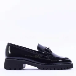 Women Ara Kent 2.0 Chunky Link Loafer - Black Patent
