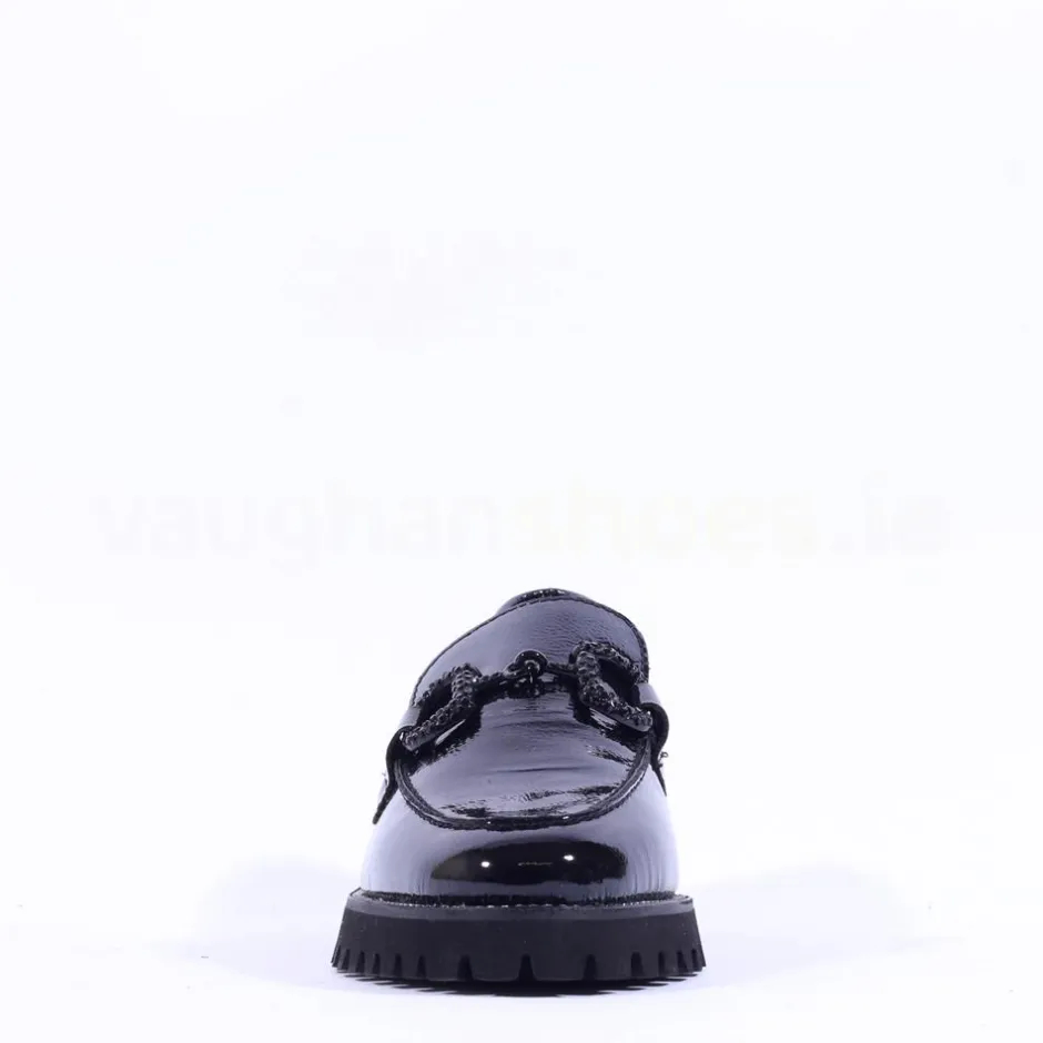 Women Ara Kent 2.0 Chunky Link Loafer - Black Patent