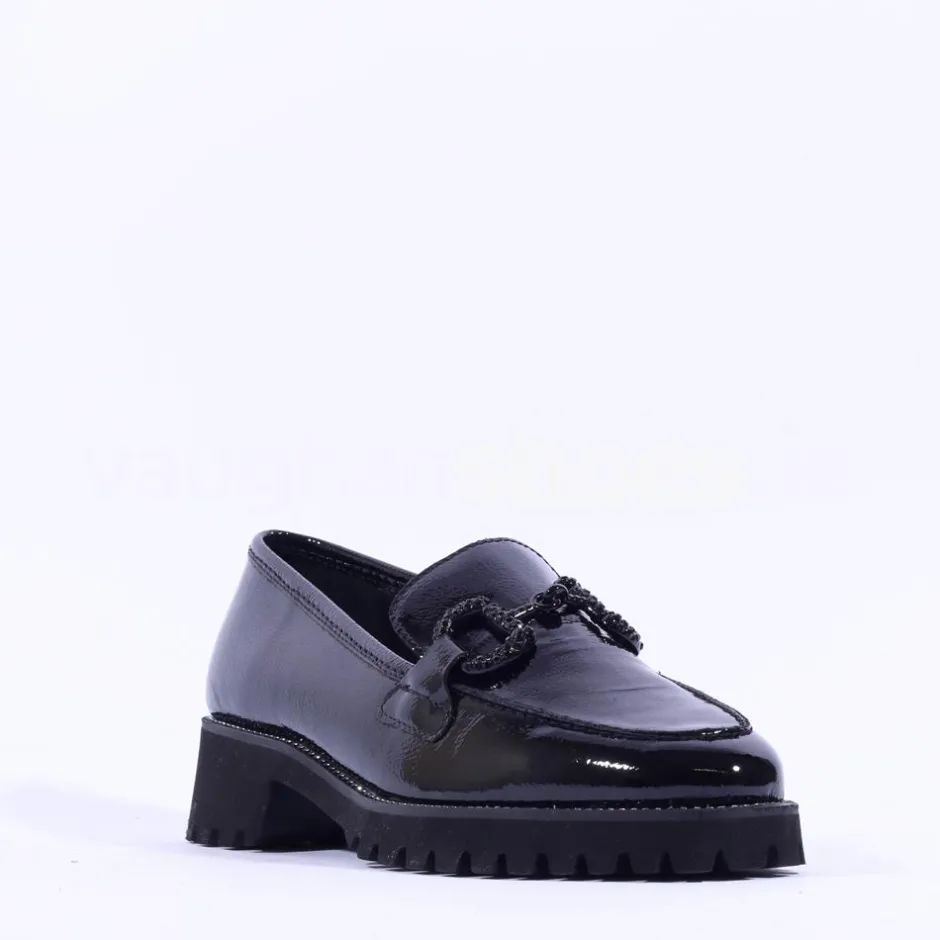Women Ara Kent 2.0 Chunky Link Loafer - Black Patent