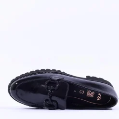 Women Ara Kent 2.0 Chunky Link Loafer - Black Patent